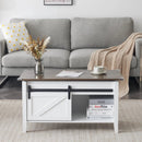 Lift Top Coffee Table 36" Farmhouse Rustic Wood Hidden Storage & Sliding Barn by 2Dropme