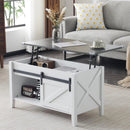 Lift Top Coffee Table 36" Farmhouse Rustic Wood Hidden Storage & Sliding Barn by 2Dropme