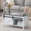 Lift Top Coffee Table 36" Farmhouse Rustic Wood Hidden Storage & Sliding Barn by 2Dropme