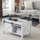 Lift Top Coffee Table 36" Farmhouse Rustic Wood Hidden Storage & Sliding Barn by 2Dropme