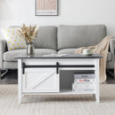 Lift Top Coffee Table 36" Farmhouse Rustic Wood Hidden Storage & Sliding Barn by 2Dropme