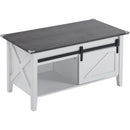 Lift Top Coffee Table 36" Farmhouse Rustic Wood Hidden Storage & Sliding Barn by 2Dropme
