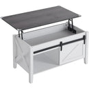 Lift Top Coffee Table 36" Farmhouse Rustic Wood Hidden Storage & Sliding Barn by 2Dropme