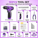 119 PCS Power Tool Set 8V/12V Cordless Drill Driver Hand Tool Kit Home DIY Repair
