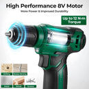119 PCS Power Tool Set 8V/12V Cordless Drill Driver Hand Tool Kit Home DIY Repair