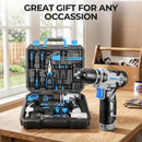 119 PCS Power Tool Set 8V/12V Cordless Drill Driver Hand Tool Kit Home DIY Repair