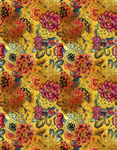 Japanese Art Koi Fish Peel and Stick Wallpaper. Gold Flowers Background.  Removable Wall Mural