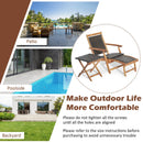2 Pieces Patio Rattan Folding Lounge Chair with Acacia Wood Table by LJGDeals