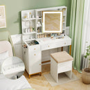 Makeup Dressing Table and Stool set with 3 Lighting Modes and Cabinet-White by LJGDeals