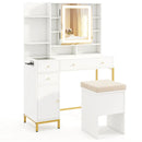 Makeup Dressing Table and Stool set with 3 Lighting Modes and Cabinet-White by LJGDeals