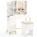 Makeup Dressing Table and Stool set with 3 Lighting Modes and Cabinet-White by LJGDeals