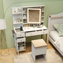 Makeup Dressing Table and Stool set with 3 Lighting Modes and Cabinet-White by LJGDeals