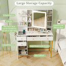Makeup Dressing Table and Stool set with 3 Lighting Modes and Cabinet-White by LJGDeals