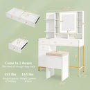 Makeup Dressing Table and Stool set with 3 Lighting Modes and Cabinet-White by LJGDeals