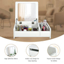 Compact Bay Window Makeup Dressing Table with Flip-Top Mirror by DirectDeals