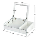 Compact Bay Window Makeup Dressing Table with Flip-Top Mirror by DirectDeals