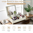 Compact Bay Window Makeup Dressing Table with Flip-Top Mirror by DirectDeals