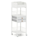 Makeup Organizer Floor Skincare Organizer Cart with Drawers and Storage Shelves-White