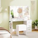 Makeup Table and Stool Set with Hair Dryer Stand-White by LJGDeals