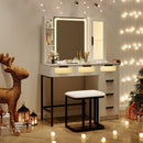 Makeup Vanity Desk with 3-Color Induction LED Lights and 6 Drawers-White by LJGDeals