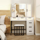 Makeup Vanity Desk with 3-Color Induction LED Lights and 6 Drawers-White by DirectDeals