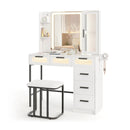Makeup Vanity Desk with 3-Color Induction LED Lights and 6 Drawers-White by LJGDeals