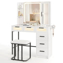Makeup Vanity Desk with 3-Color Induction LED Lights and 6 Drawers-White by DirectDeals