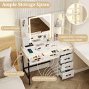 Makeup Vanity Desk with 3-Color Induction LED Lights and 6 Drawers-White by DirectDeals