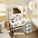 Makeup Vanity Desk with 3-Color Induction LED Lights and 6 Drawers-White by LJGDeals