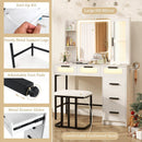 Makeup Vanity Desk with 3-Color Induction LED Lights and 6 Drawers-White by LJGDeals