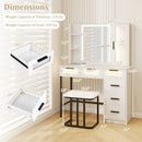 Makeup Vanity Desk with 3-Color Induction LED Lights and 6 Drawers-White by DirectDeals