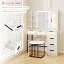 Makeup Vanity Desk with 3-Color Induction LED Lights and 6 Drawers-White by LJGDeals