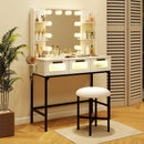 Bedroom Makeup Vanity Desk with Hollywood Mirror and Lights-White by LJGDeals