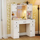 Makeup Vanity Desk with Lighted Mirror and Charging Station-White by LJGDeals