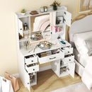 Makeup Vanity Desk with Lighted Mirror and Charging Station-White by LJGDeals