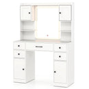 Makeup Vanity Desk with Lighted Mirror and Charging Station-White by LJGDeals