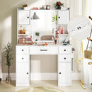 Makeup Vanity Desk with Lighted Mirror and Charging Station-White by LJGDeals