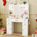 Makeup Vanity Desk with Lighted Mirror and Charging Station-White by LJGDeals