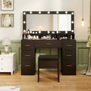 Makeup Vanity Desk with Mirror 3-Color LED Lights and Charging Station by LJGDeals