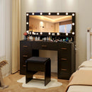 Makeup Vanity Desk with Mirror 3-Color LED Lights and Charging Station by LJGDeals