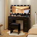 Makeup Vanity Desk with Mirror 3-Color LED Lights and Charging Station
