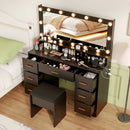 Makeup Vanity Desk with Mirror 3-Color LED Lights and Charging Station by LJGDeals