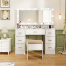 Makeup Vanity Desk with Mirror 3-Color LED Lights and Charging Station