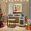 Makeup Vanity Desk Dressing Table and Stool Set with Lighted Mirror-White by LJGDeals