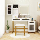 Makeup Vanity Desk Dressing Table and Stool Set with Lighted Mirror-White by LJGDeals