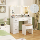 Makeup Vanity Desk with Mirror 3-Color LED Lights and Charging Station by LJGDeals