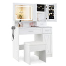 Makeup Vanity Desk with Mirror and Lights Dressing Table and Stool Set-White by LJGDeals