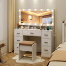Makeup Vanity Desk with Mirror 3-Color LED Lights and Charging Station by LJGDeals
