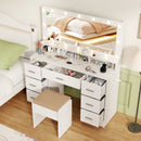 Makeup Vanity Desk with Mirror 3-Color LED Lights and Charging Station by LJGDeals