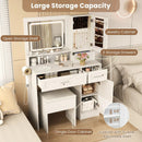 Makeup Vanity Desk with Mirror and Lights Dressing Table and Stool Set-White by LJGDeals